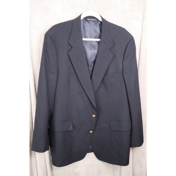 Austin Reed Regent Street Mens Navy Blue Pure Virgin Wool Blazer Gold Buttons - Picture 1 of 11